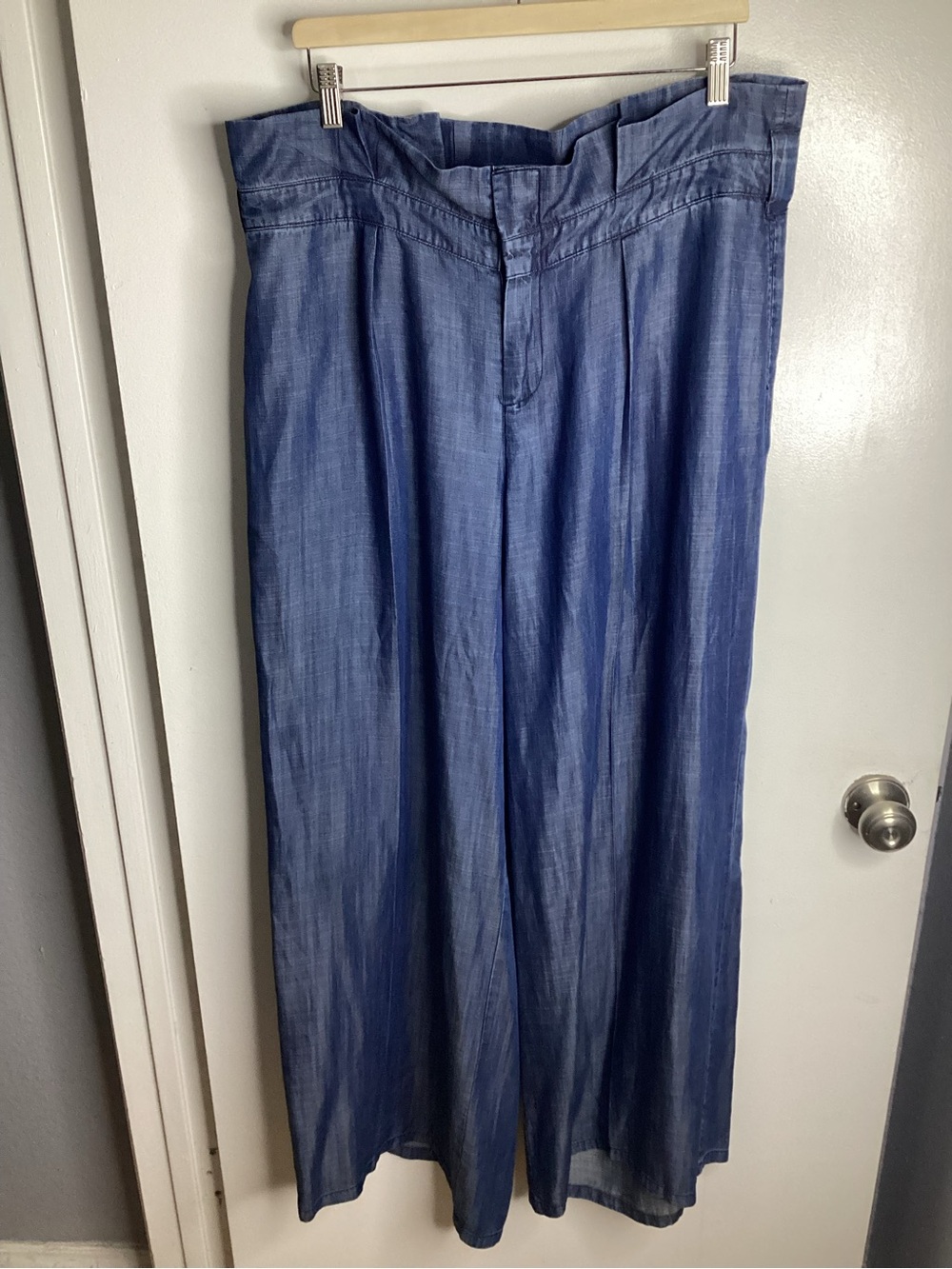 High-Waist Wide-Leg 100% Tencel Perry Denim Palazzo Pants 1X